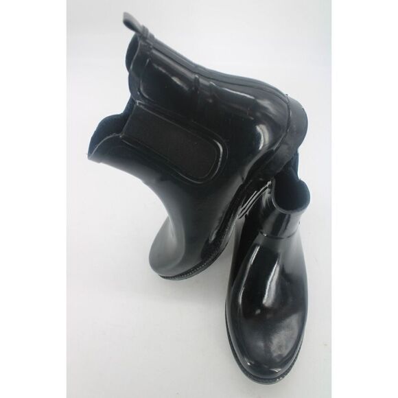 Michael Kors Women's Black Short Rubber Rain Boot Chelsea Ankle Size 10 M - Picture 1 of 12